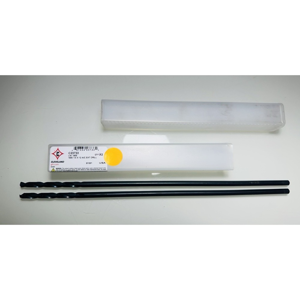 2 Pack Cleveland C23733 1805 Aircraft Extension Drill Bits 135° Split 1/4"x12"